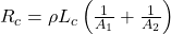 R_c=\rho L_c\left(\frac{1}{A_1}+\frac{1}{A_2}\right)
