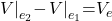 {\left.V\right|}_{e_{\mathrm{2}}}\mathrm{-}{\left.V\right|}_{e_{\mathrm{1}}}\mathrm{=}V_e